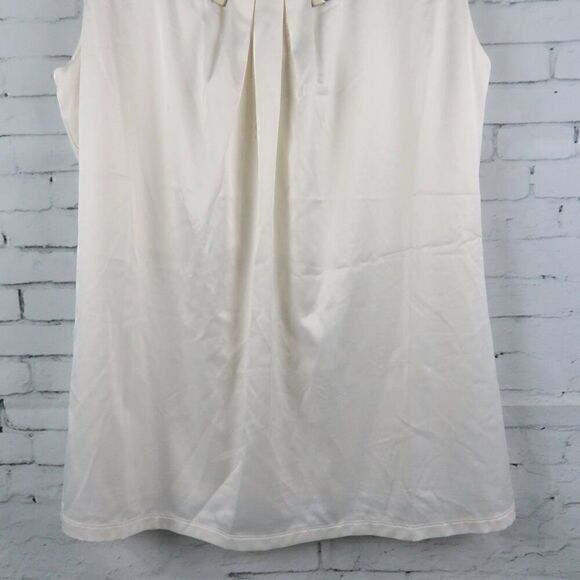 JOSEPH A CREAM SLEEELESS ROUND NECK TOP WITH BEADED DETAIL SIZE LARGE NWT - Picture 6 of 8